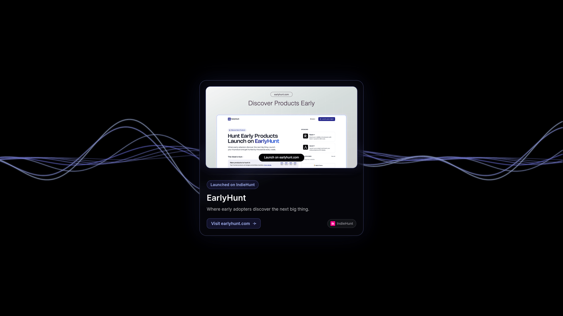 Launch Kit Schema Card startup launch asset example for EarlyHunt