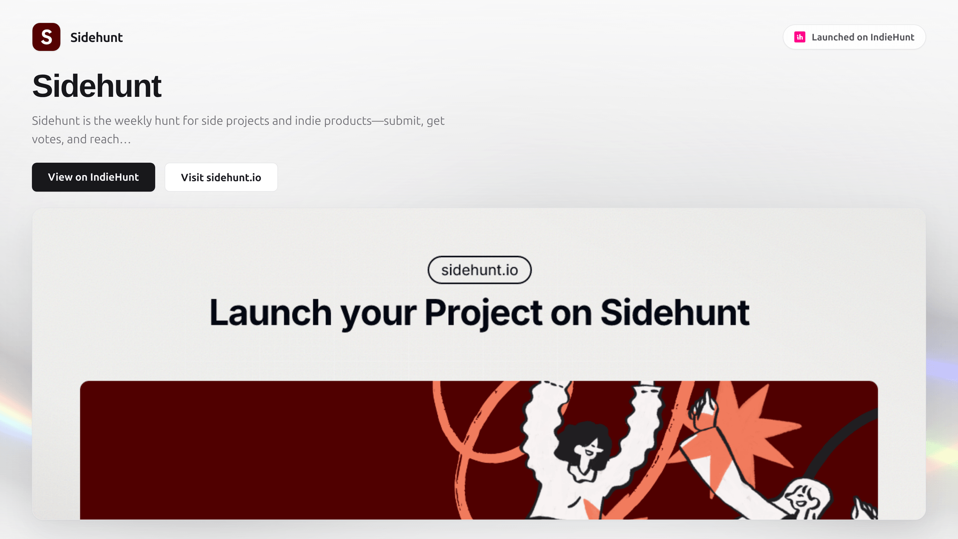 Launch Kit Shader Hero product launch graphics example for SideHunt