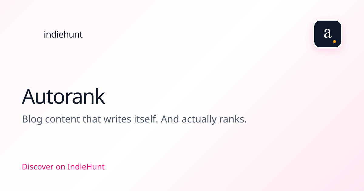 Autorank — Artificial Intelligence Tool | IndieHunt