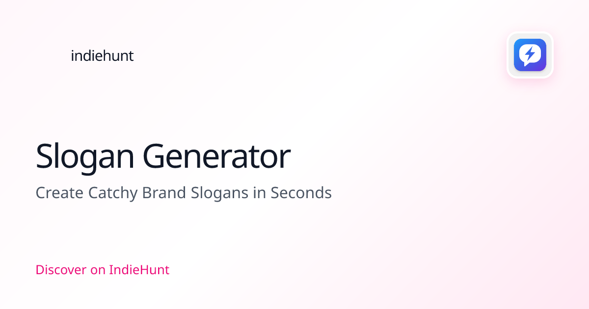 Free AI Slogan Generator — Marketing Tools Tool | IndieHunt